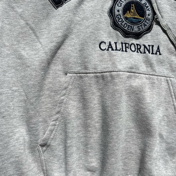 Men's San Francisco Hoodie Gray Spell-Out XL West Coast CA Pocket Bay Wharf City - Picture 5 of 14